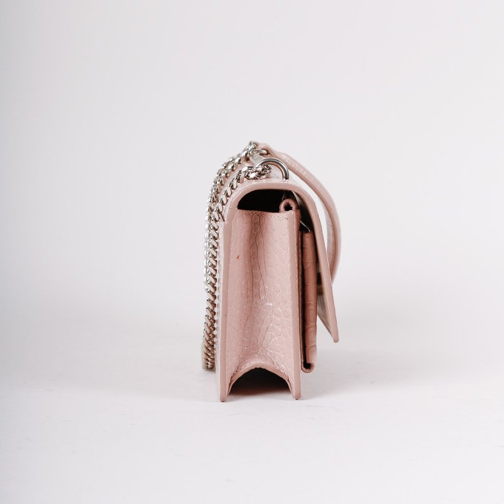 Saint Laurent Powder Pink Croc Mini Sunset Bag - Picture 2 of 9